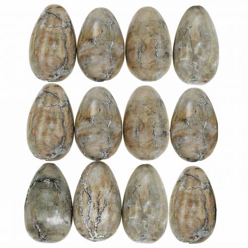 Floristik24 Deko Hühner-Ei, Ostereier aus Mangoholz Natur 12St