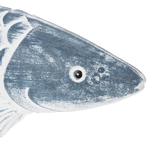 Holzfisch Blau-Weiss aus Holzmehl 35 cm für Dekoration | Floristik24.ch