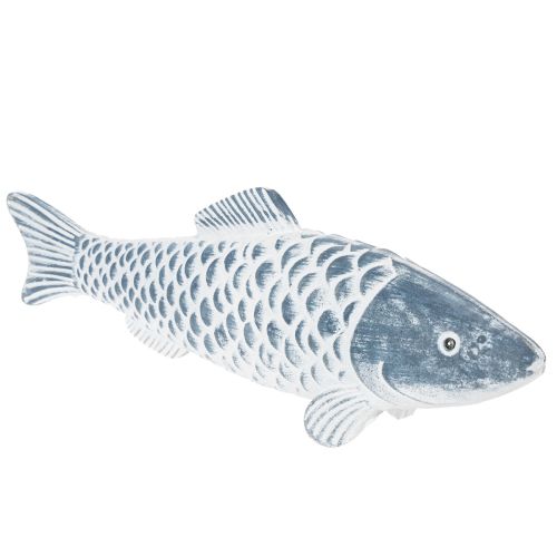 Holzfisch Blau-Weiss aus Holzmehl 35 cm für Dekoration | Floristik24.ch