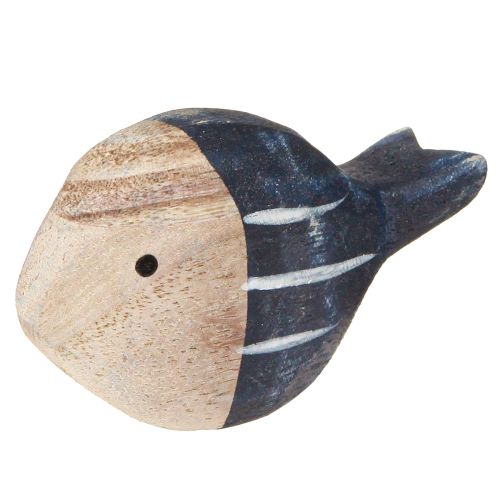 Floristik24 Holzfische Maritime Tischdeko Natur Blau Weiß 8-9cm 8 St