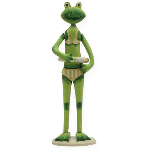 Floristik24 Holzfrosch im Bikini Gelb, Grün H32cm