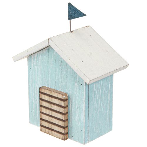 Floristik24 Holzhäuschen Strandhaus Deko Natur Blau H9,5cm 3 St