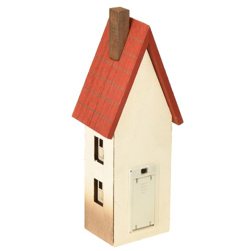 Artikel Holzhaus Deko Lichthaus Natur Rot Für Batterie 8,5×6,5×22cm