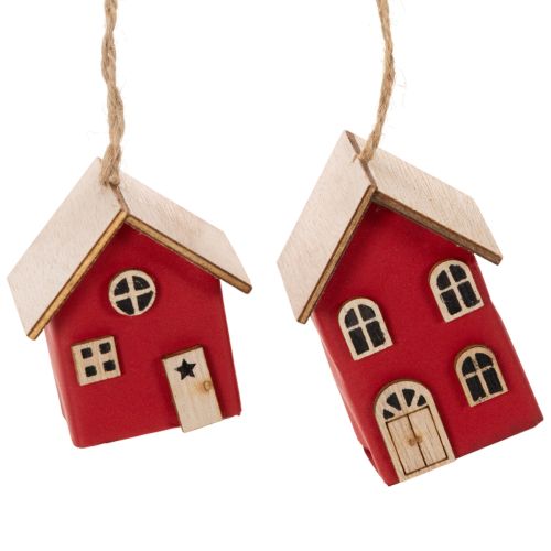 Hängedeko Haus Set aus Holz Rot Skandi-Stil 6er-Set 7cm online kaufen | Floristik24.ch