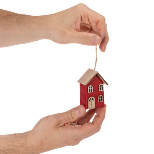 Hängedeko Haus Set aus Holz Rot Skandi-Stil 6er-Set 7cm | Floristik24.ch