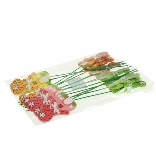 Floristik24 Blumenstecker Wichtelhaus mit Stab Bunt Sortiert 5×9cm 16 St