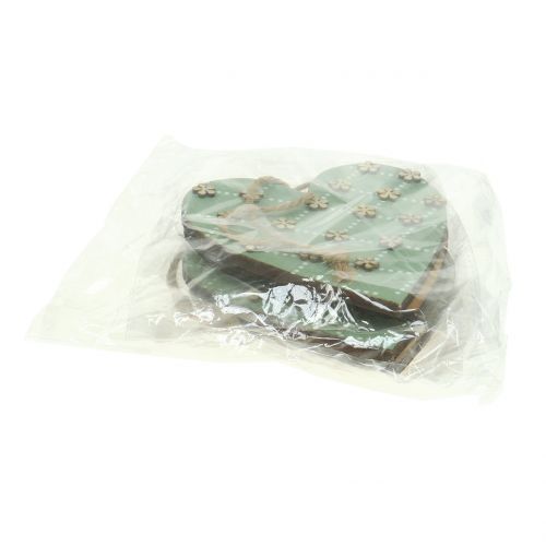 Floristik24 Holzherz zum Hängen Grün/Natur10cm 4St