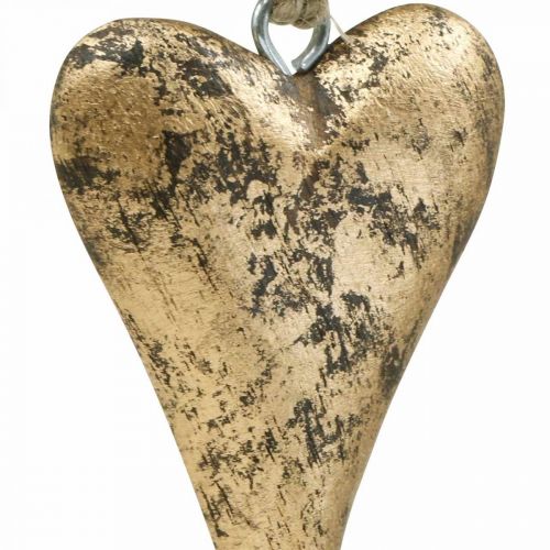 Floristik24 Holzherz Gold-Effekt, Valentinstag, Hochzeitsdeko 10×7cm
