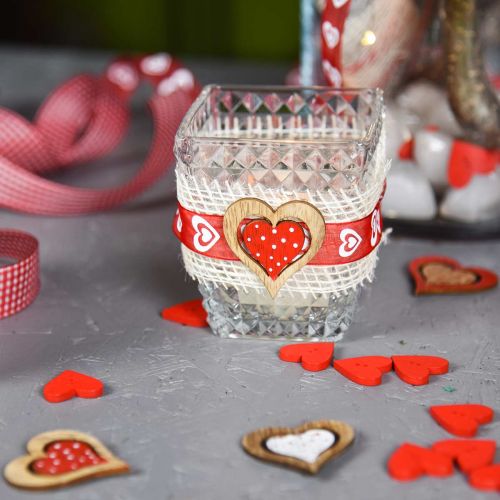 Floristik24 Holzherz Knöpfe 2,5cm Rot 48 St