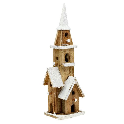 Holzkirche mit Beleuchtung 40cm