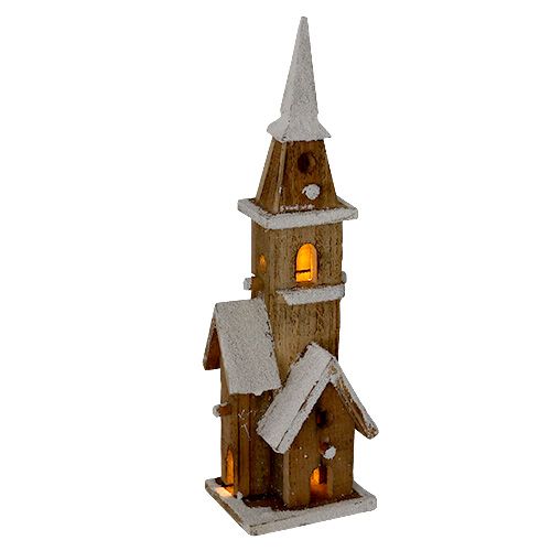 Floristik24 Holzkirche mit Beleuchtung 40cm
