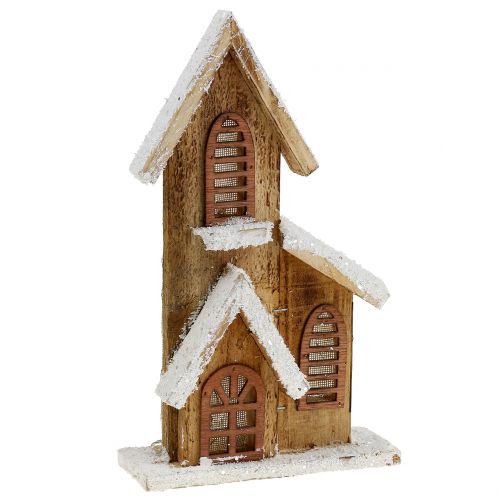 Floristik24 Kirche aus Holz mit LED-Beleuchtung Warmweiß 5L 16cm x 27cm