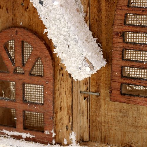 Floristik24 Kirche aus Holz mit LED-Beleuchtung Warmweiß 5L 16cm x 27cm