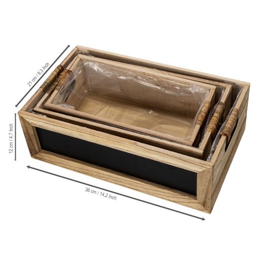 Kiste aus Holz mit Tafelfront 3er-Set 36cm, 32cm, 28cm | Floristik24.ch