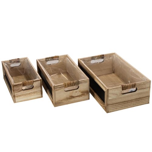 Kiste aus Holz mit Tafelfront 3er-Set 36cm, 32cm, 28cm | Floristik24.ch