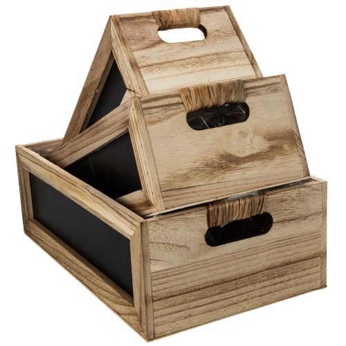 Kiste aus Holz mit Tafelfront 3er-Set 36cm, 32cm, 28cm | Floristik24.ch