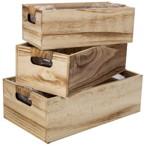 Kiste aus Holz mit Tafelfront 3er-Set 36cm, 32cm, 28cm | Floristik24.ch