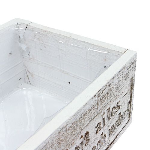 Floristik24 Holzkiste mit Spruch Weiß 38cm x 21cm H12cm