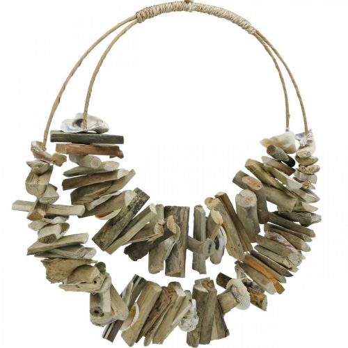 Floristik24 Maritime Treibholz Deko für die Wand mit Muscheln Natur Ø38cm