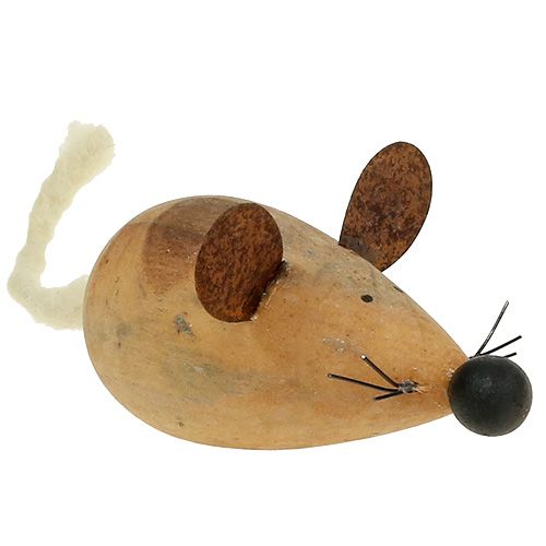 Floristik24 Holzmaus Weiß, Natur 16cm 4St