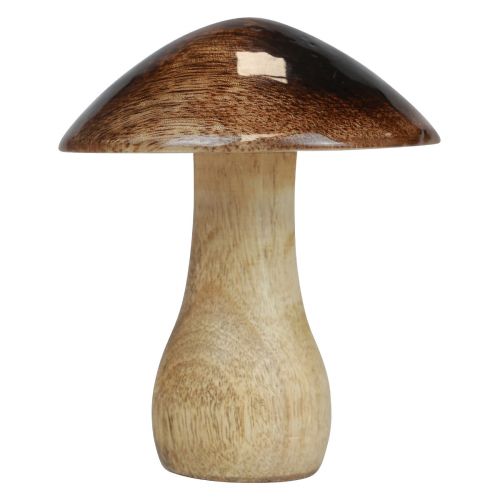 Floristik24 Holzpilz Pilz Deko Natur Braun Glanz Effekt Ø10cm H12cm