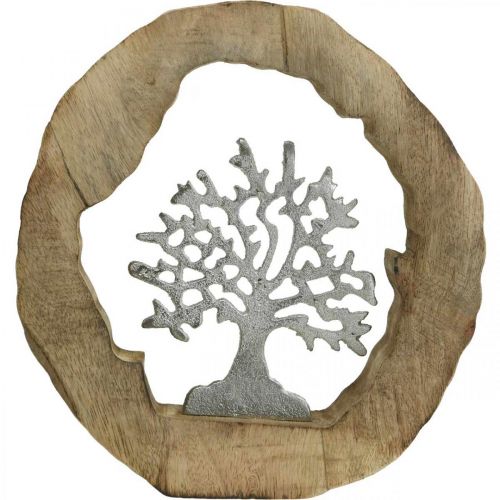 Artikel Deko Skulptur Baum im Holzring Tischdeko zum Stellen 22×21×4cm