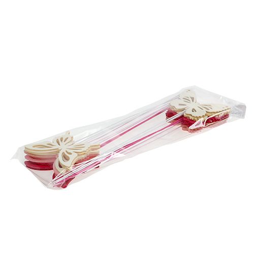 Floristik24 Holzschmetterling mit Draht Rosa sort. 8cm 18 St