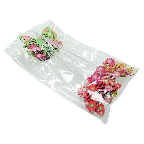 Floristik24 Holzschmetterlinge am Stab farbig sort. 9cm