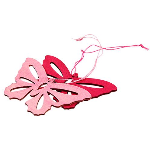 Holzschmetterlinge zum Hängen Pink 8cm - 10cm 24St