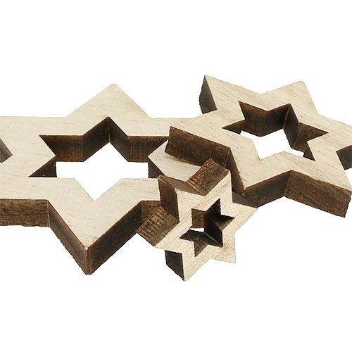 Floristik24 Holzstern Mix 2,5cm - 7cm Natur 35St