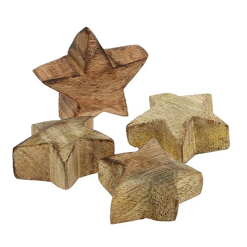 Floristik24 Holzstern Natur 5cm - 6cm in Box 12St