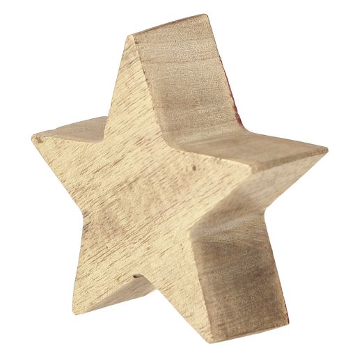 Floristik24 Holzstern Rot Natur Stern Mangoholz Tischdeko Ø10cm 3 St