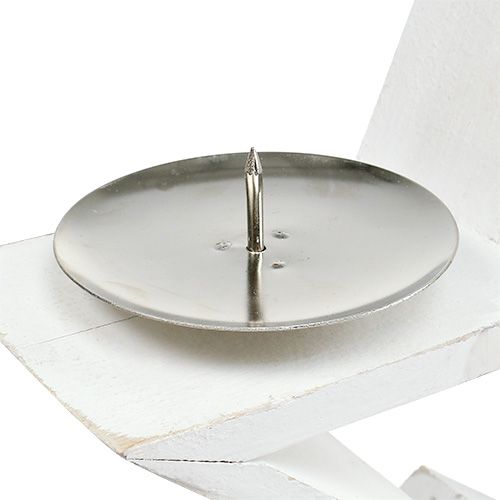 Floristik24 Holzstern mit 2x Kerzenhalter Weiß