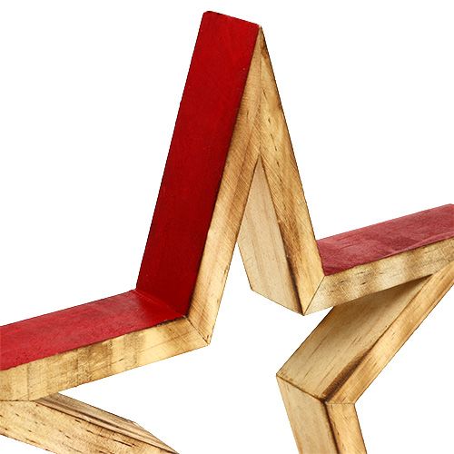 Floristik24 Holzstern offen Natur, Rot 24,5cm 2St