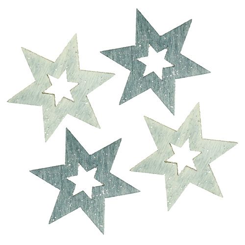 Floristik24 Holzsterne 4cm Grau mit Glitter 72St