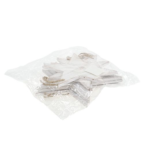 Floristik24 Holzsterne zum Hängen 16,5cm/20cm Weiß 6St