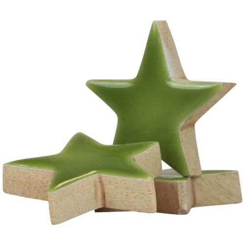 Floristik24 Holzsterne Weihnachtsdeko Streudeko Glanz Hellgrün Ø5cm 8 St