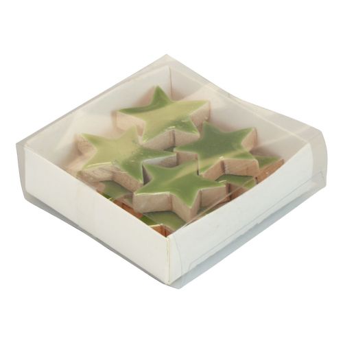 Floristik24 Holzsterne Weihnachtsdeko Streudeko Glanz Hellgrün Ø5cm 8 St