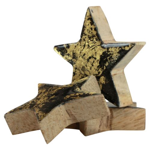 Holzsterne Sterne Weihnachten Schwarz Gold Glanz Ø5cm 8St