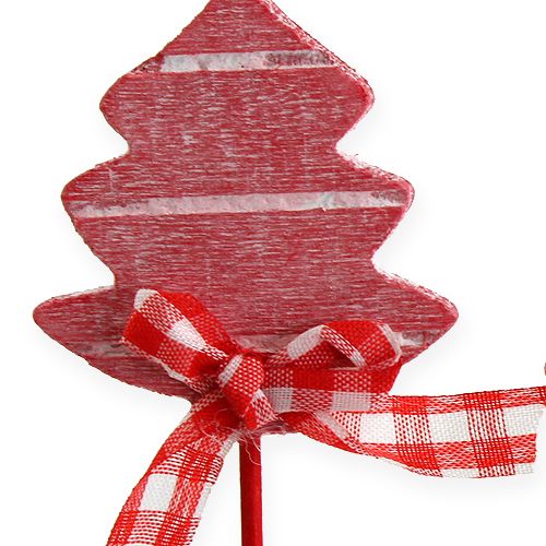 Floristik24 Holzstecker Stern, Tanne Rot 12St