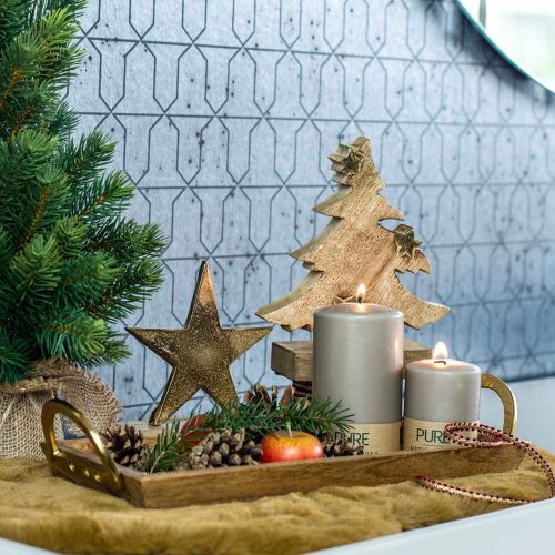 Floristik24 Holztablett mit Griffen, Dekoschale, Mangoholz L39,5cm