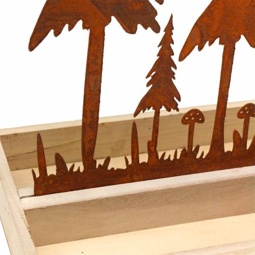 Floristik24 Holztablett Waldsilhouette Edelrost 30cm x 15cm