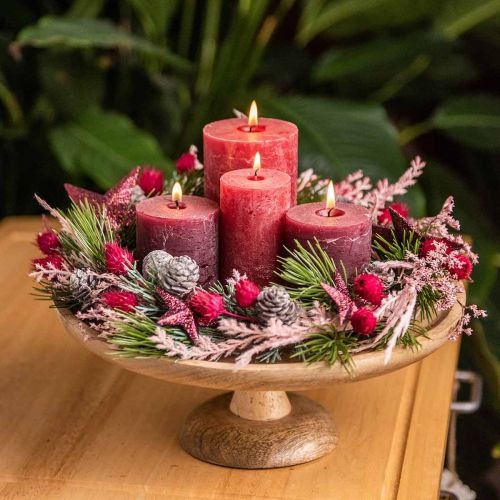 Floristik24 Holztablett, Deko Tablett, Deko Teller rund Ø30cm H12cm