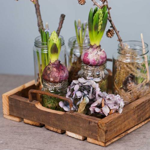 Floristik24 Holztablett mit Metallgriffen Natur 20/25/30cm 3er Set