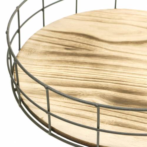 Floristik24 Deko Tablett rund Holz, Metall Natur Ø25/30/35cm 3er-Set