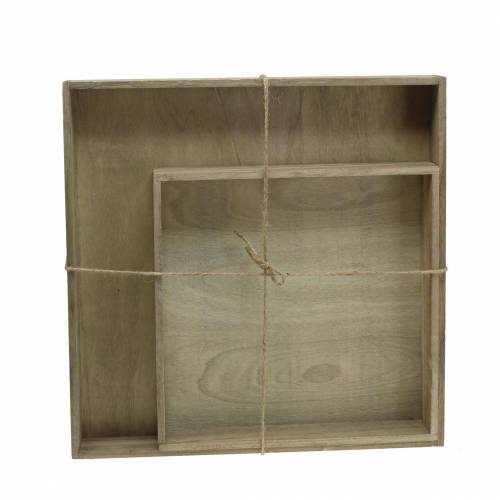 Floristik24 Holztablett Natur 2er-Set Quadratisch 40x40/30x30cm