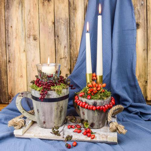 Floristik24 Holztasse zum Bepflanzen Ø14cm H14,5cm