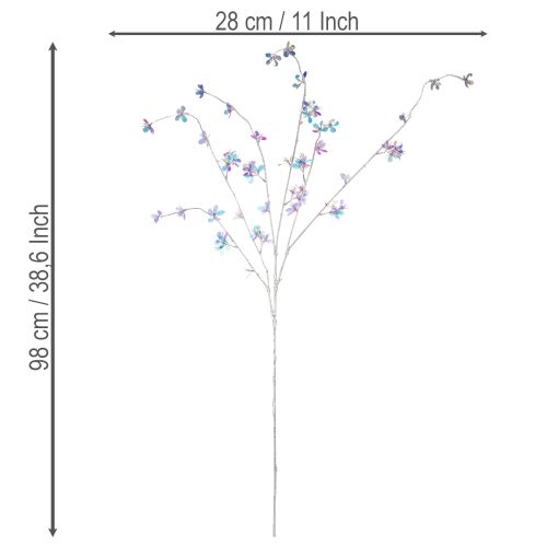 Künstlicher Blütenzweig mit irisierenden Blüten 98 cm | Floristik24.ch