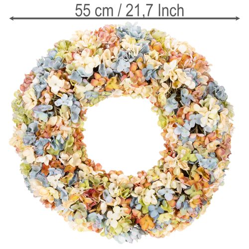 Künstlicher Hortensienkranz bunt 55 cm für Tür, Wand und Tischdekoration | Floristik24.ch