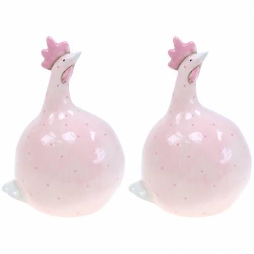 Floristik24 Osterdeko Huhn Rosa mit Punkten H17cm 2St
